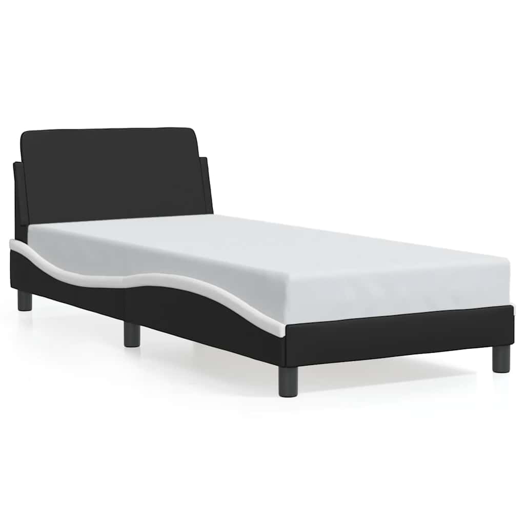 Sengeramme Dover svart og hvit 90x190 cm kunstlær