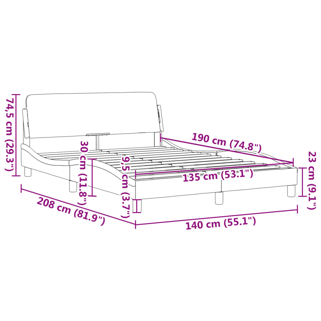 Sengeramme Dover svart 135x190 cm fløyel