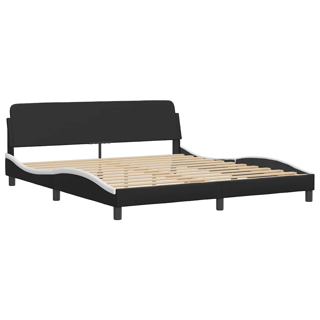 Sengeramme Dover svart og hvit 180x200 cm kunstlær