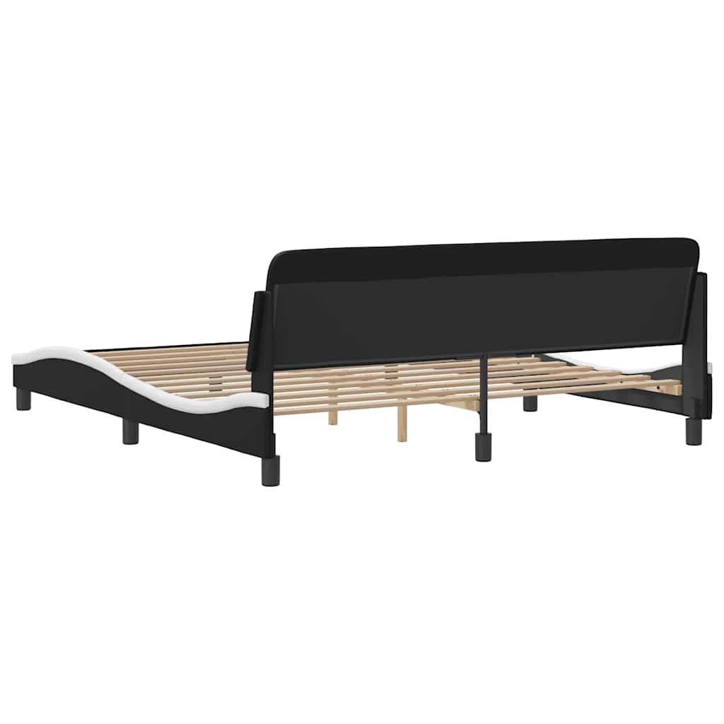 Sengeramme Dover svart og hvit 180x200 cm kunstlær