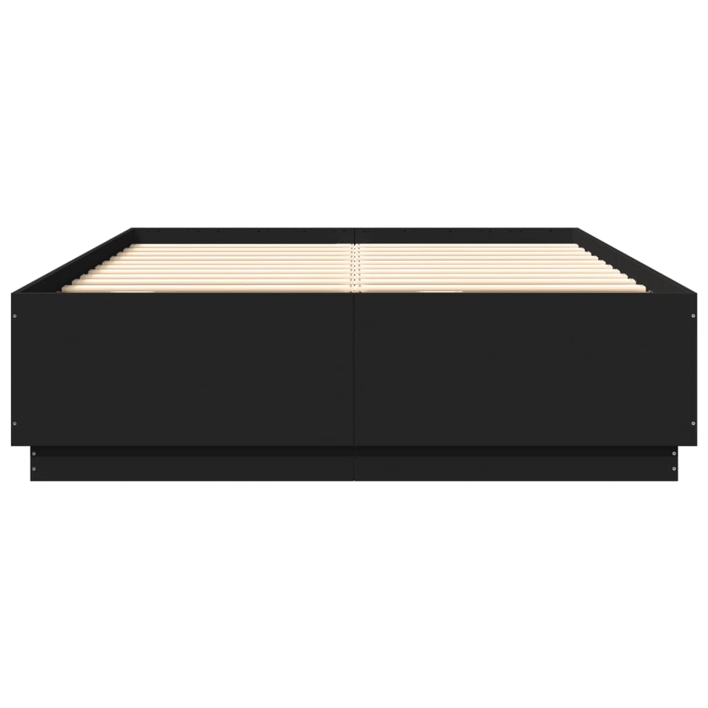 Sengeramme med LED uten Madrass Sort 150x200 cm