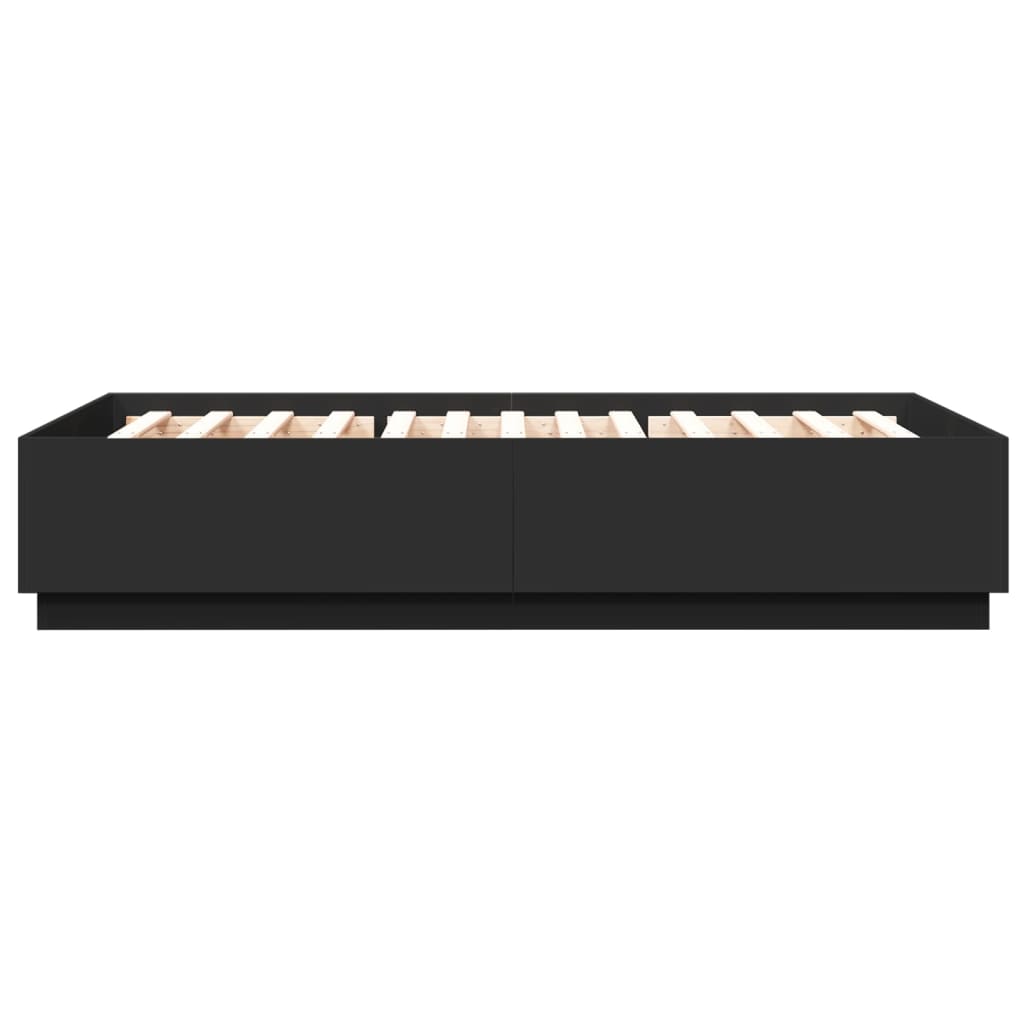 Sengeramme med LED uten Madrass Sort 150x200 cm