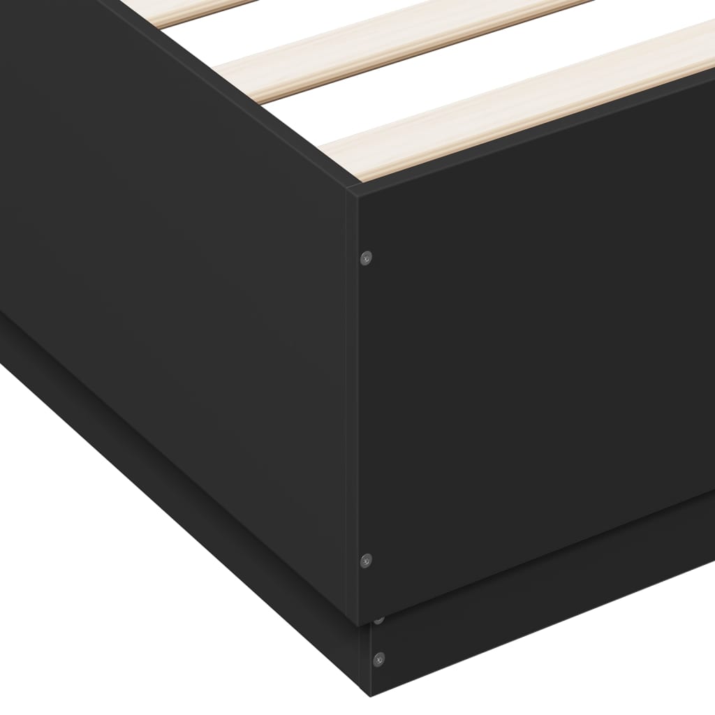 Sengeramme med LED uten Madrass Sort 150x200 cm