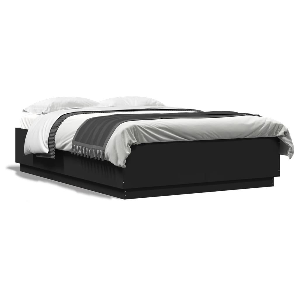 Sengeramme med LED uten Madrass Sort 150x200 cm