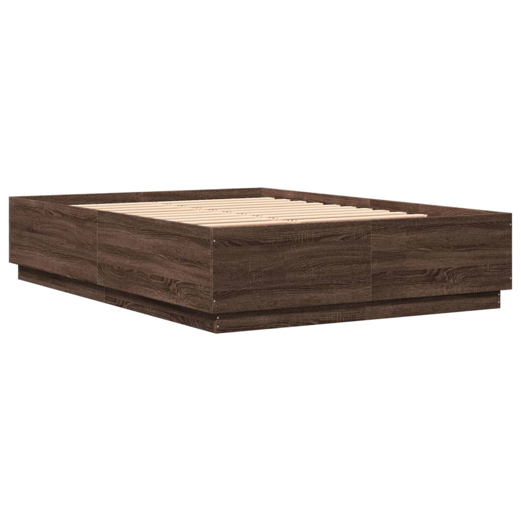 Sengeramme med LED-lys sonoma eik 150x200 cm konstruert tre