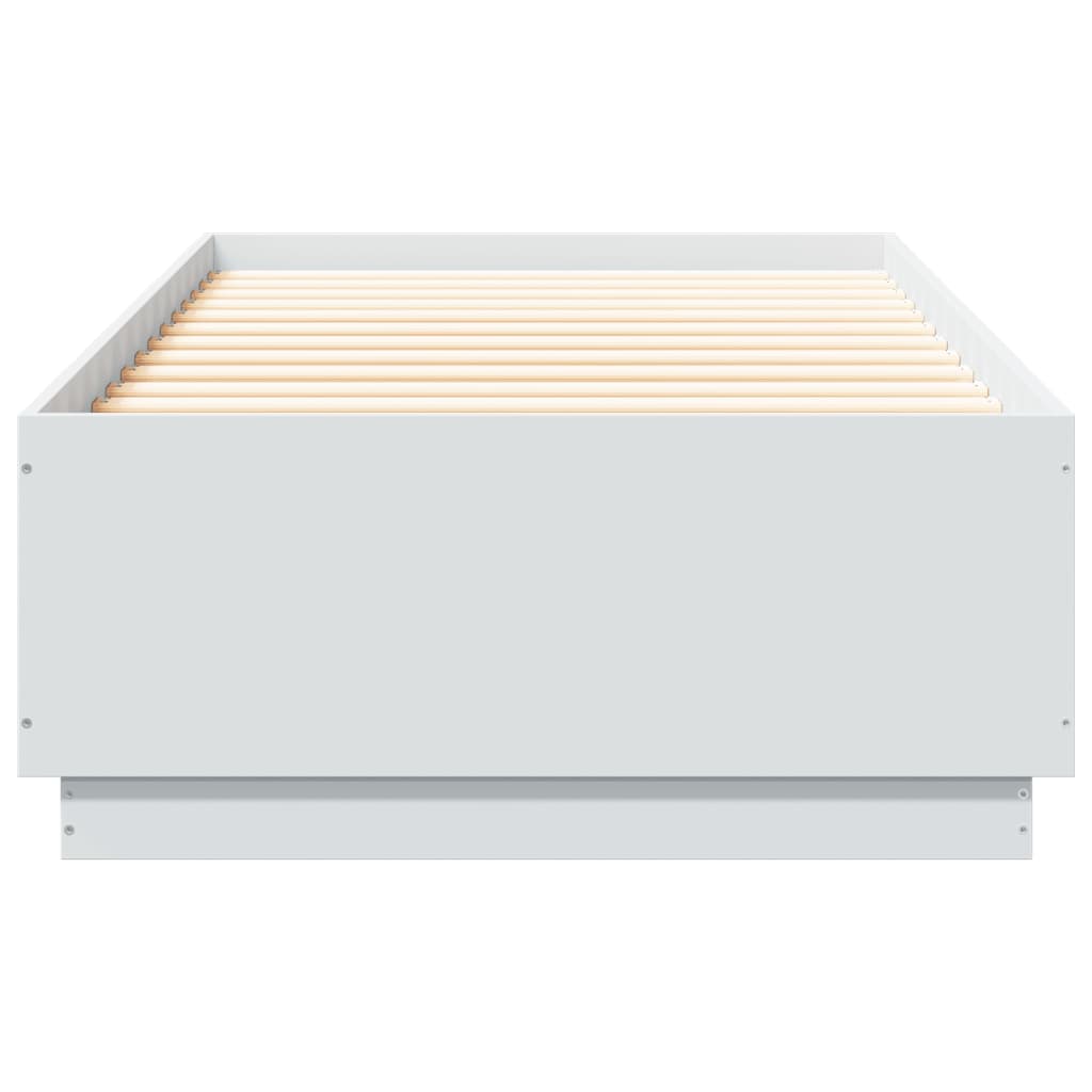 Sengeramme med LED-lys hvit 90x200 cm konstruert tre