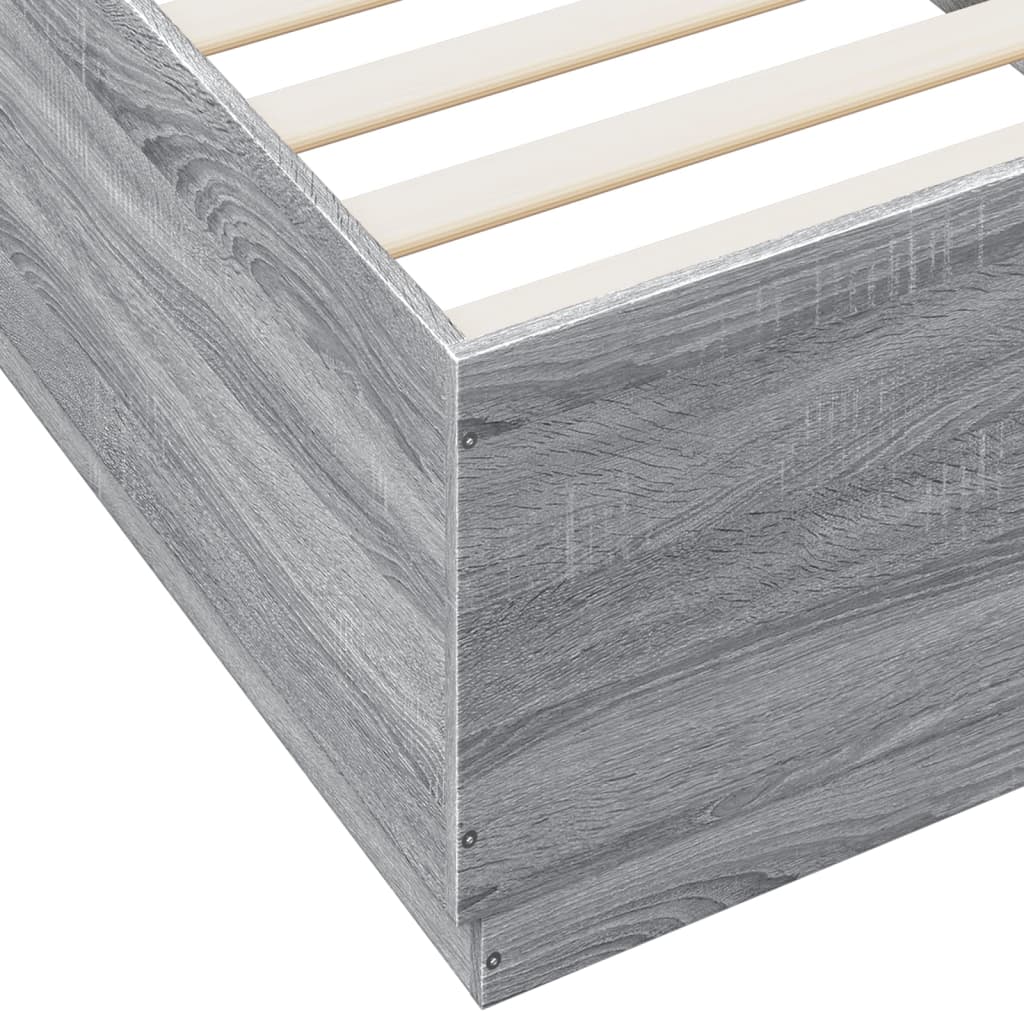 Sengeramme med LED-lys grå sonoma 90x200 cm konstruert tre