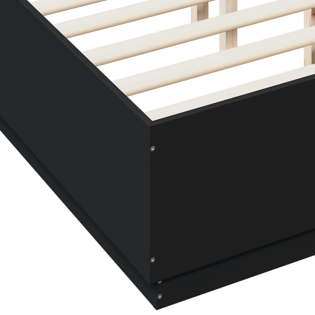 Sengeramme med LED-lys svart 120x190 cm konstruert tre