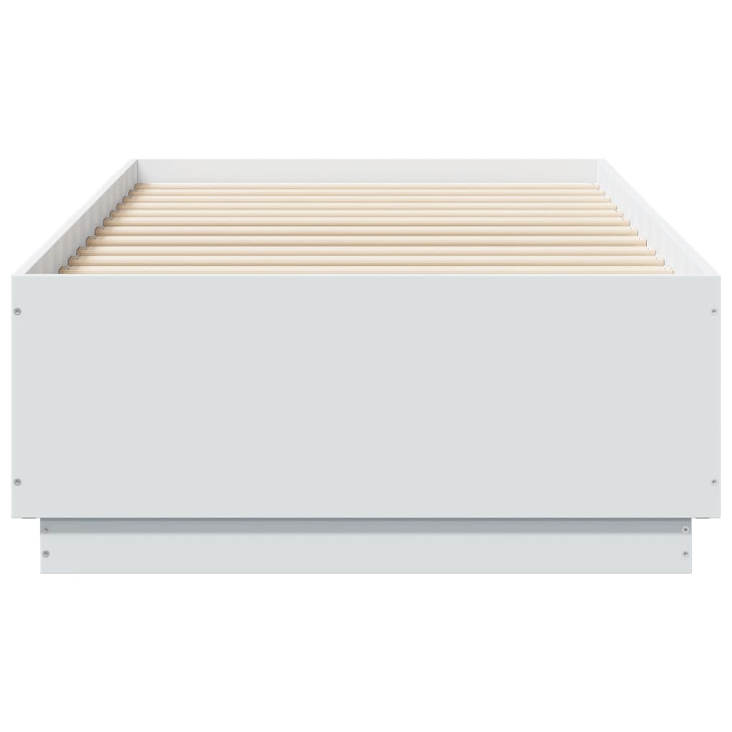 Sengeramme med LED-lys hvit 90x190 cm konstruert tre