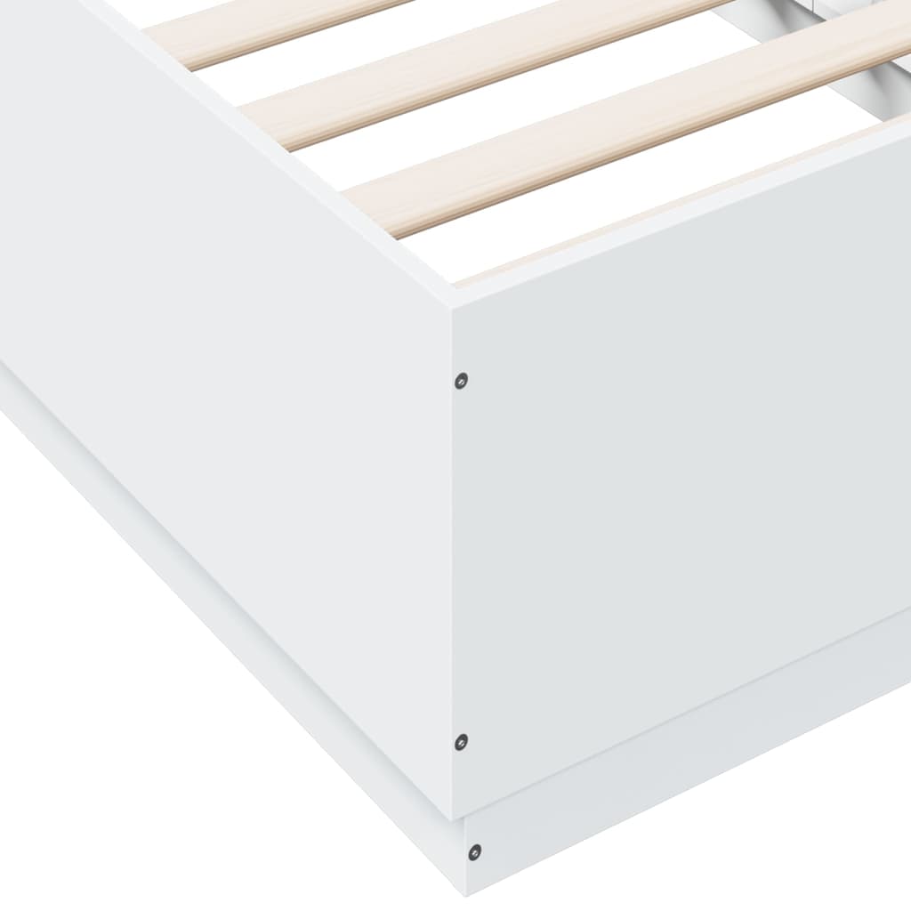 Sengeramme med LED-lys hvit 90x190 cm konstruert tre