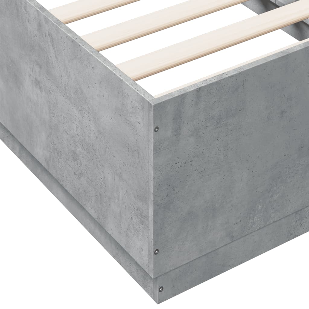 Sengeramme med LED-lys betonggrå 90x190 cm konstruert tre