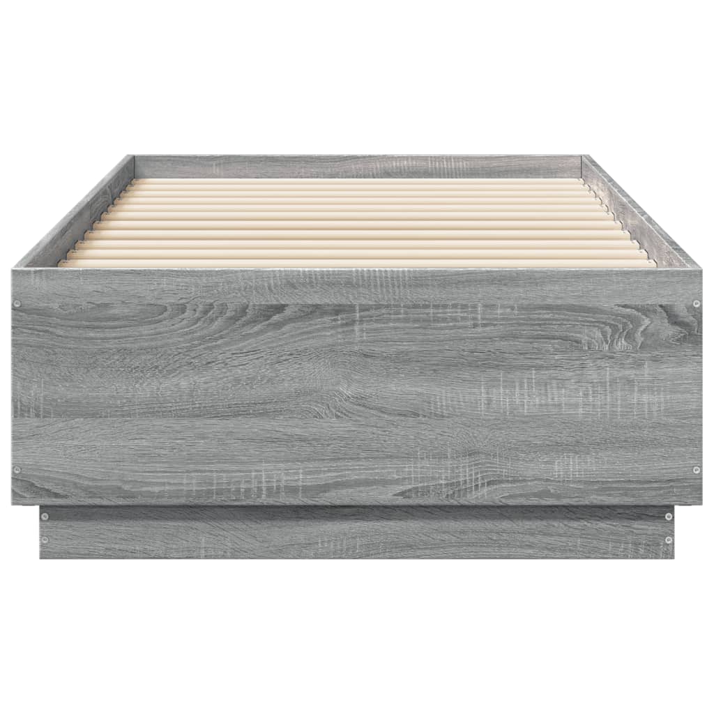 Sengeramme med LED-lys grå sonoma 90x190 cm konstruert tre