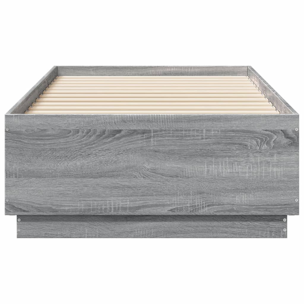 Sengeramme med LED-lys grå sonoma 75x190 cm konstruert tre