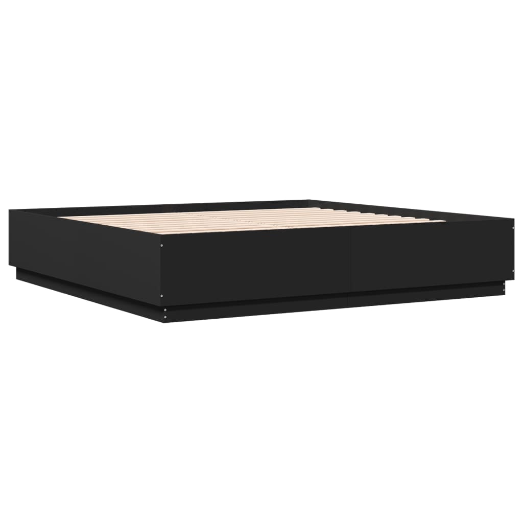 Sengeramme svart 200x200 cm konstruert tre