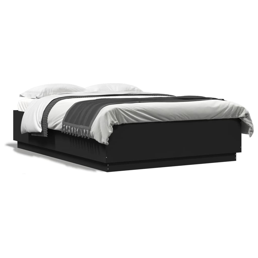 Sengeramme svart 150x200 cm konstruert tre