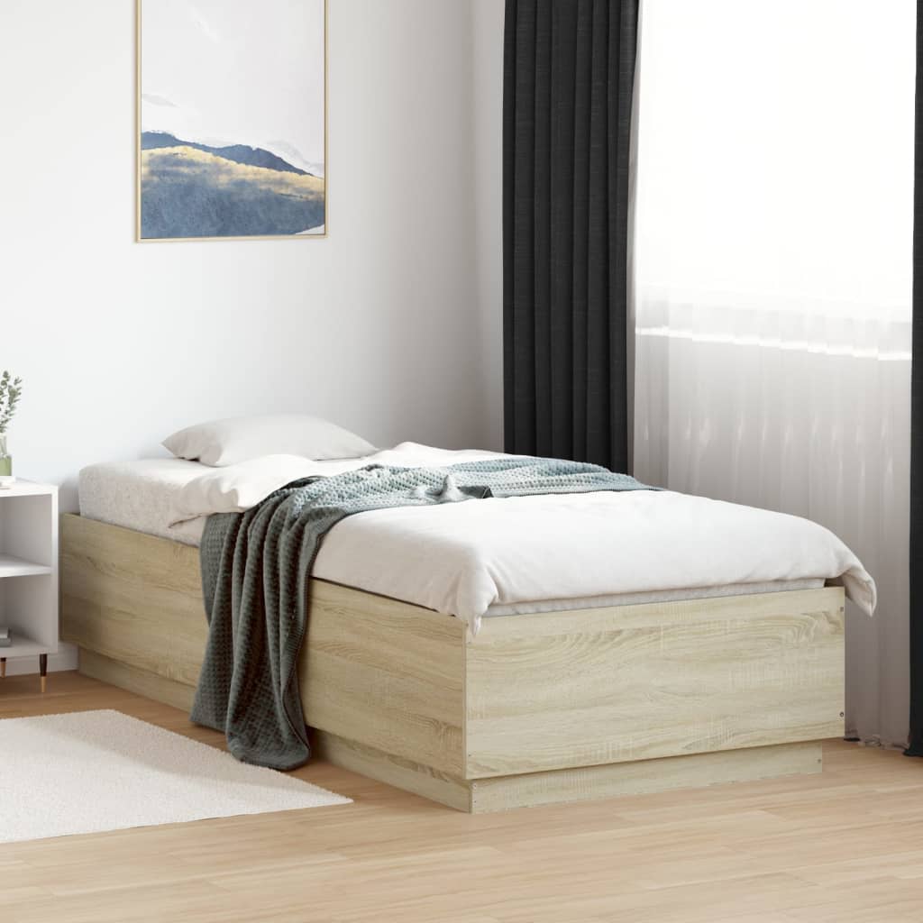 Sengeramme sonoma eik 90x200 cm konstruert tre