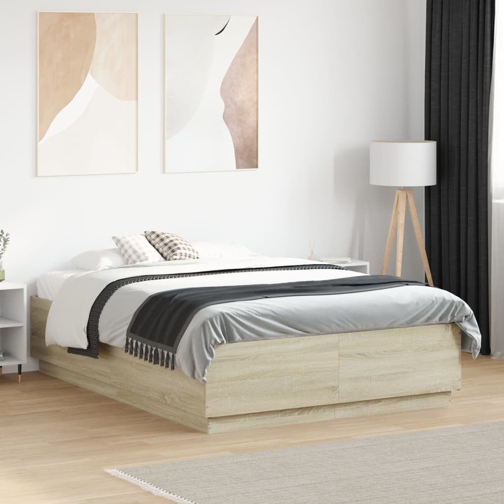 Sengeramme sonoma eik 120x190 cm konstruert tre