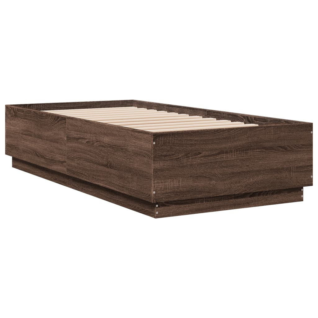 Sengeramme brun eik 90x190 cm konstruert tre