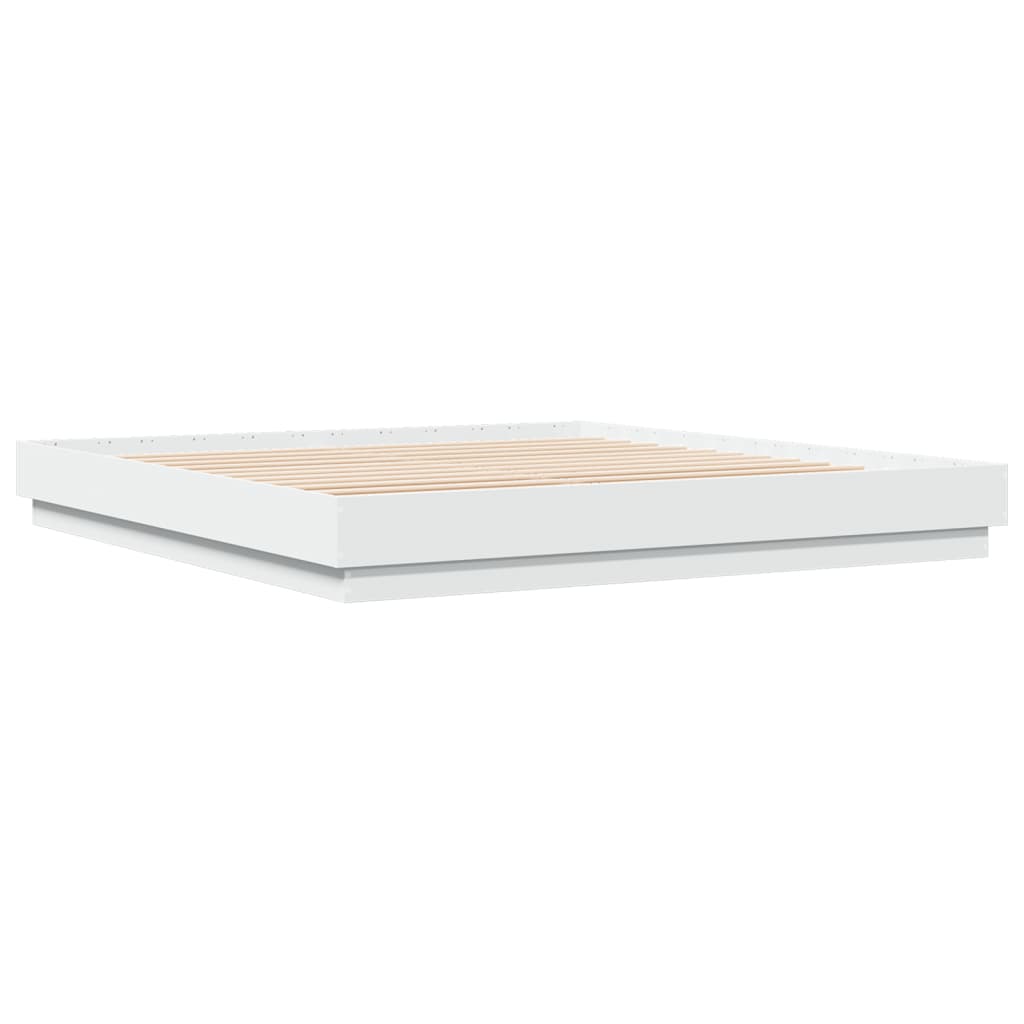 Sengeramme med LED-lys hvit 200x200 cm