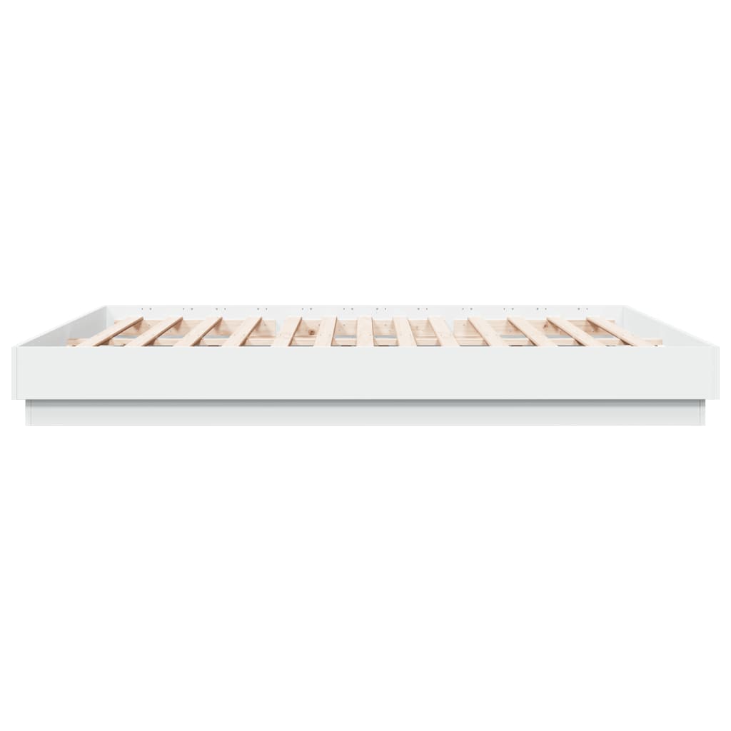 Sengeramme med LED-lys hvit 200x200 cm