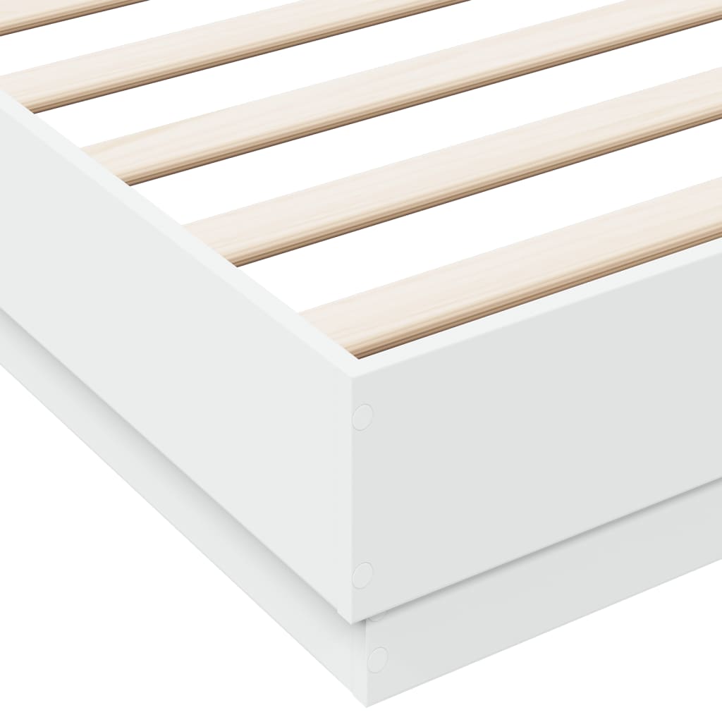 Sengeramme med LED-lys hvit 200x200 cm
