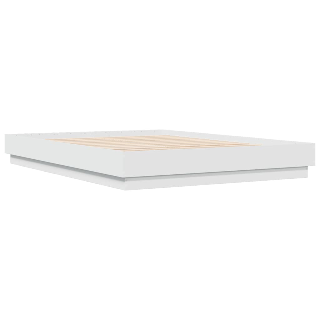 Sengeramme med LED-lys hvit 160x200 cm
