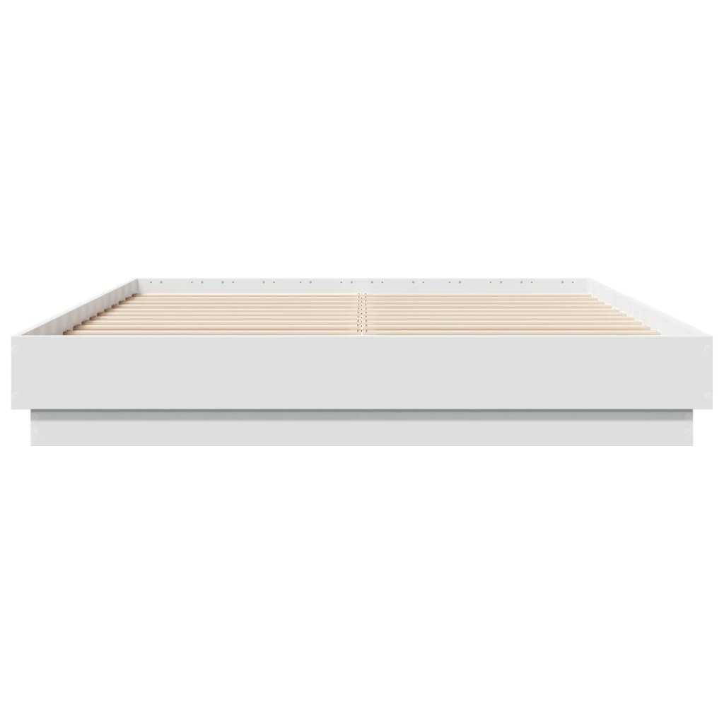 Sengeramme med LED-lys hvit 160x200 cm