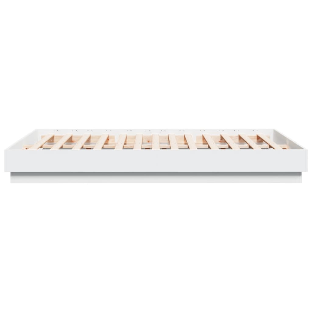 Sengeramme med LED-lys hvit 160x200 cm
