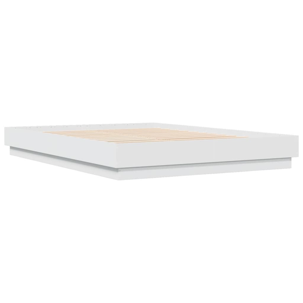 Sengeramme med LED-lys hvit 160x200 cm