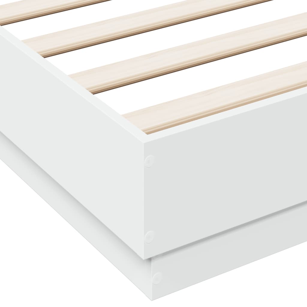 Sengeramme med LED-lys hvit 160x200 cm