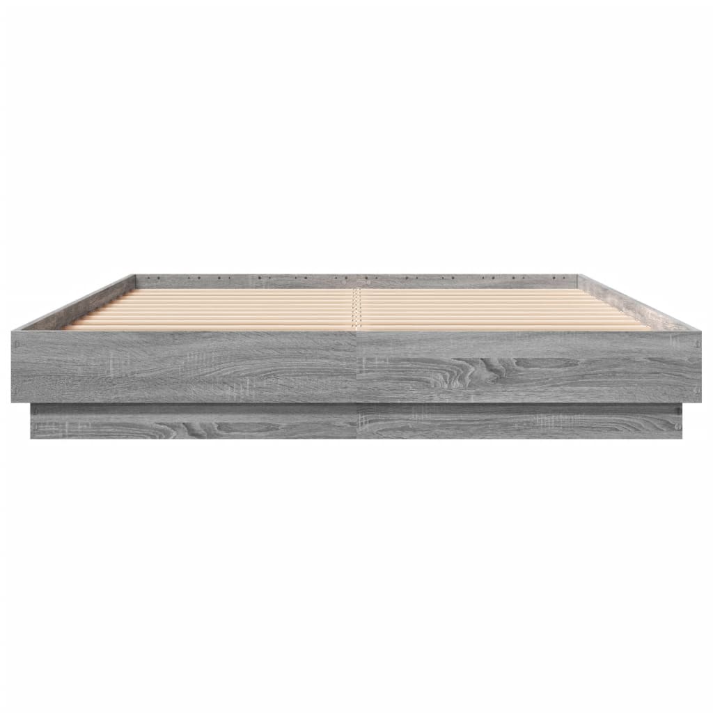 Sengeramme med LED grå sonoma 160x200 cm