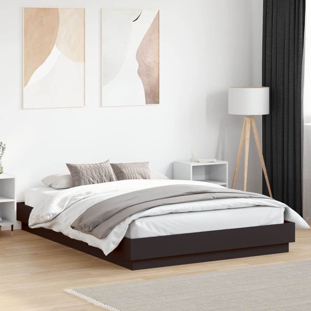 Sengeramme med LED uten Madrass Sort 150x200 cm