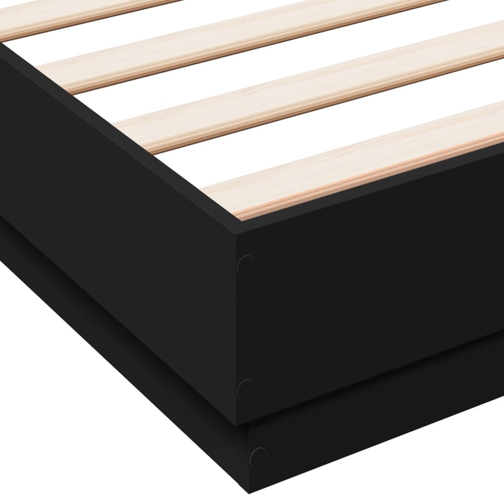 Sengeramme med LED uten Madrass Sort 150x200 cm