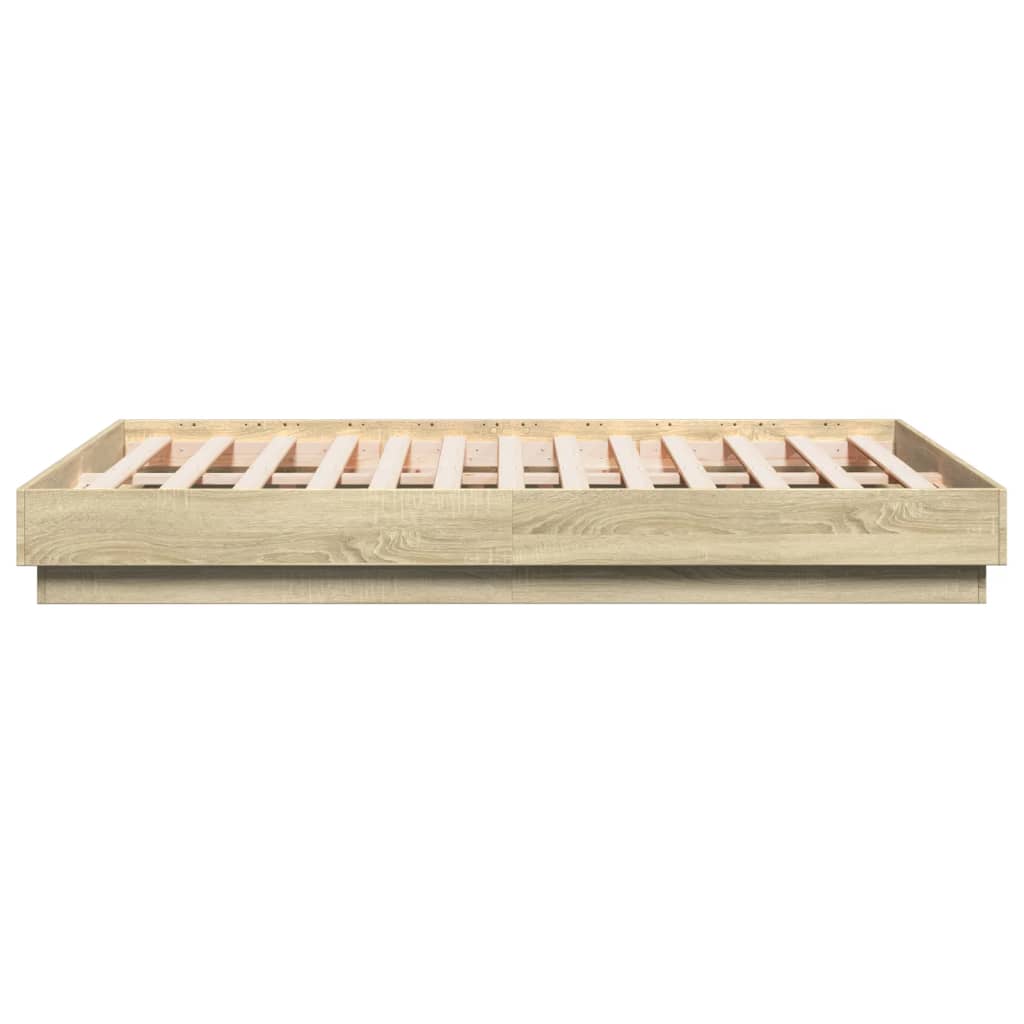 Sengeramme med LED-lys sonoma eik 120x190 cm