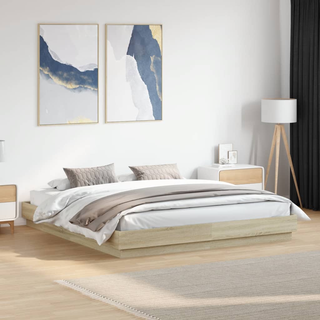 Sengeramme sonoma eik 180x200 cm konstruert tre