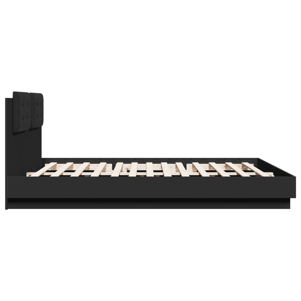 Sengeramme med hodegavl svart 160x200 cm konstruert tre