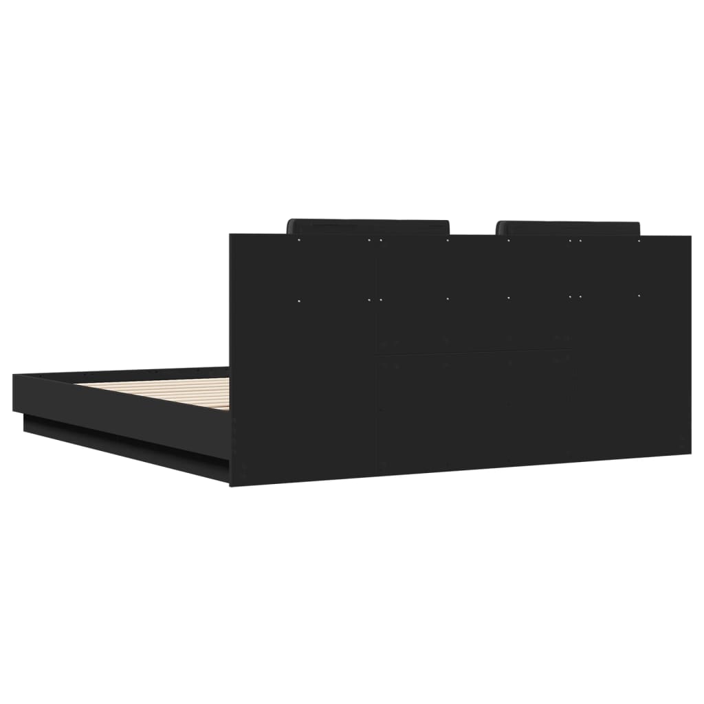 Sengeramme med hodegavl svart 160x200 cm konstruert tre