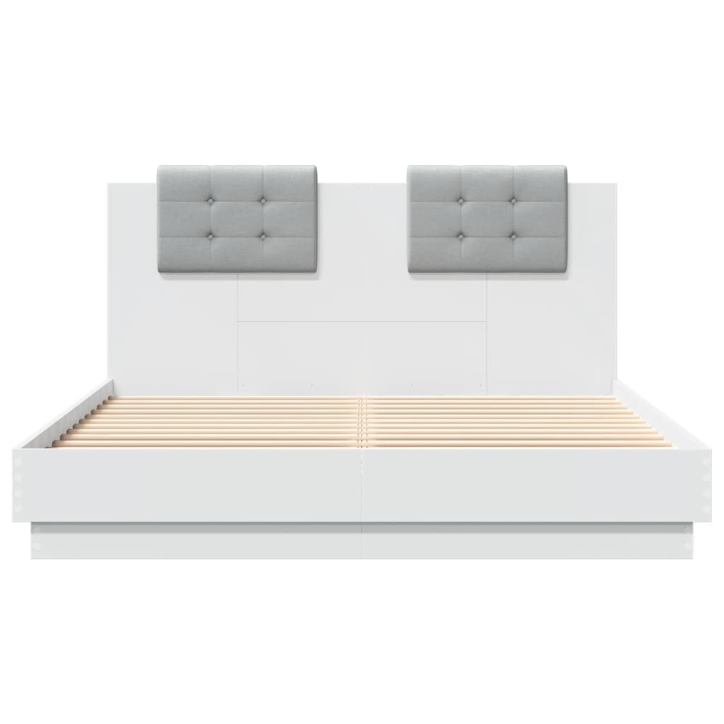 Sengeramme med hodegavl hvit 150x200 cm konstruert tre