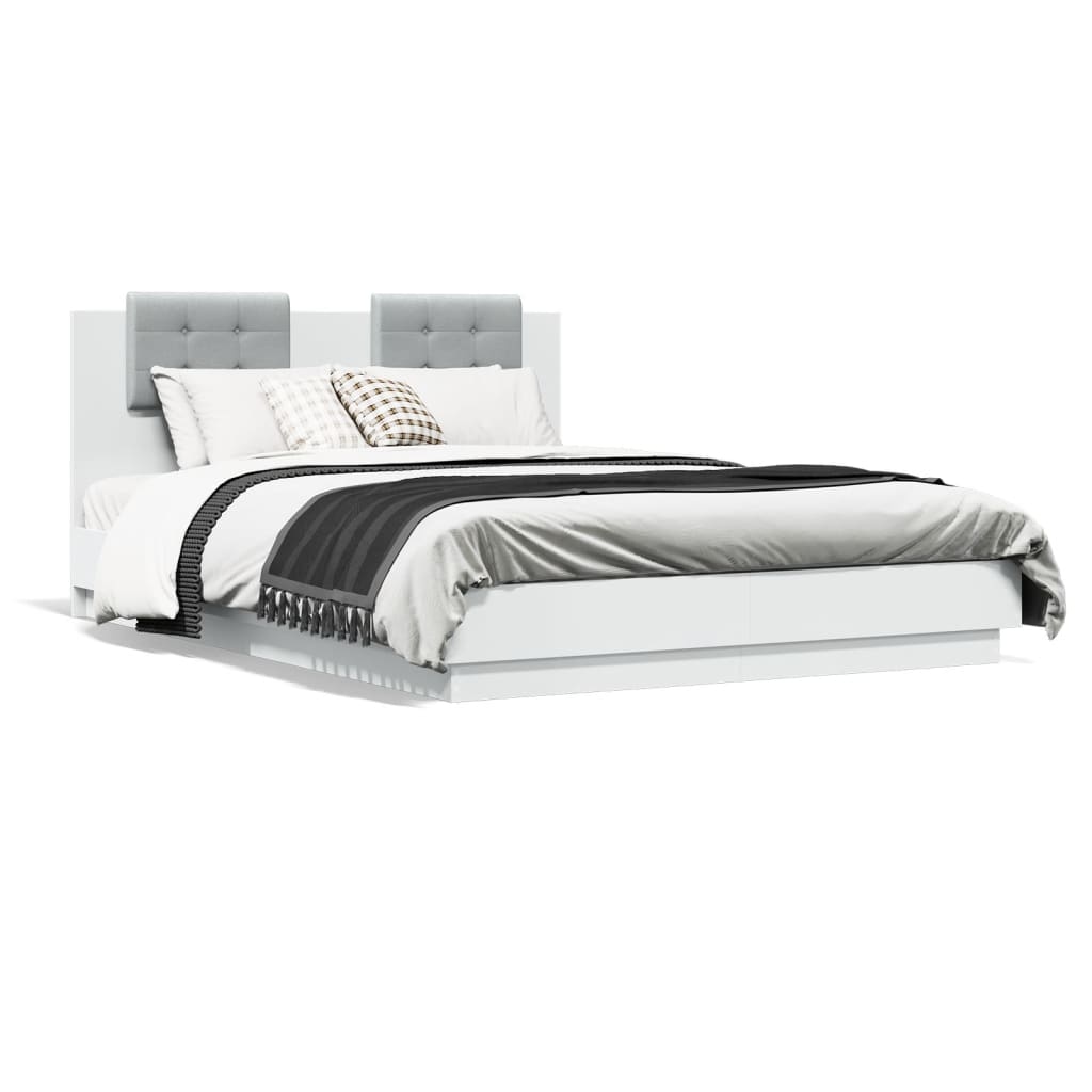 Sengeramme med hodegavl hvit 150x200 cm konstruert tre