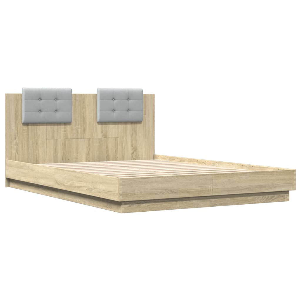 Sengeramme med hodegavl sonoma eik 140x200 cm konstruert tre