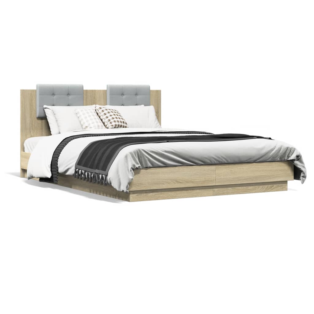Sengeramme med hodegavl sonoma eik 140x200 cm konstruert tre