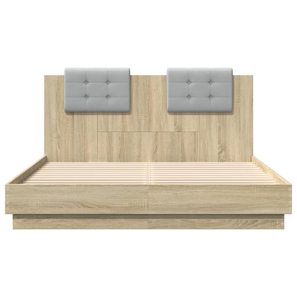 Sengeramme med hodegavl sonoma eik 120x200 cm konstruert tre