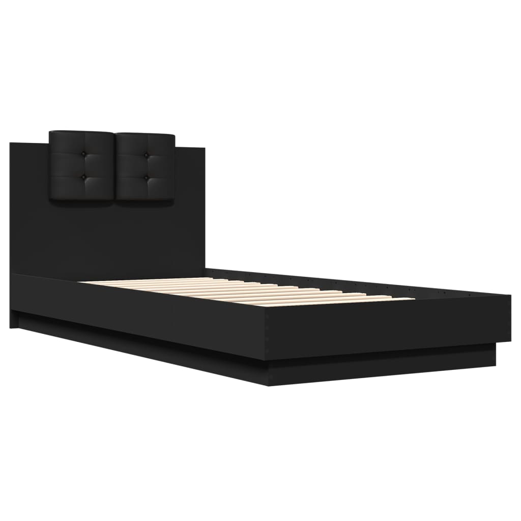 Sengeramme med hodegavl svart 100x200 cm konstruert tre