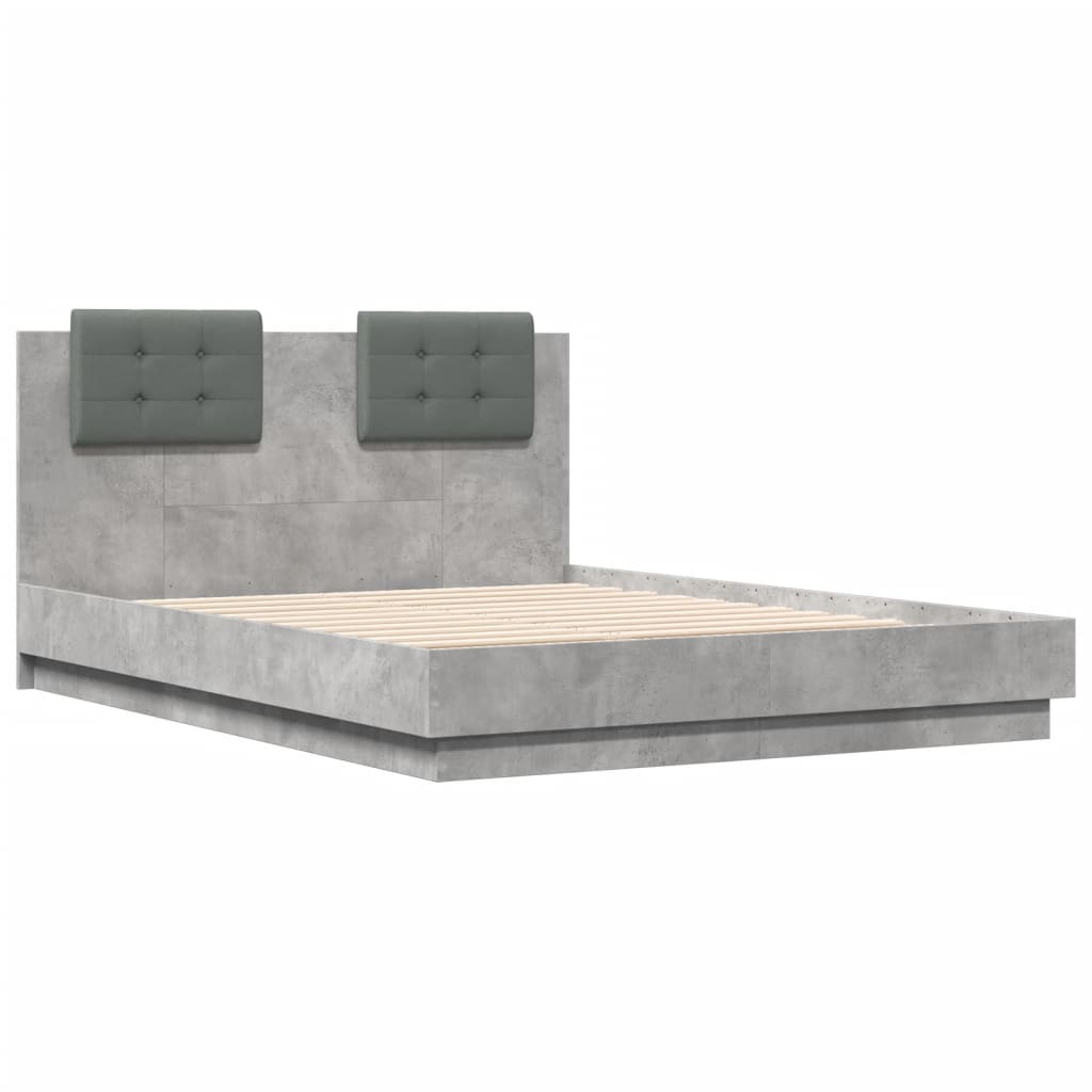 Sengeramme med hodegavl betonggrå 135x190 cm konstruert tre