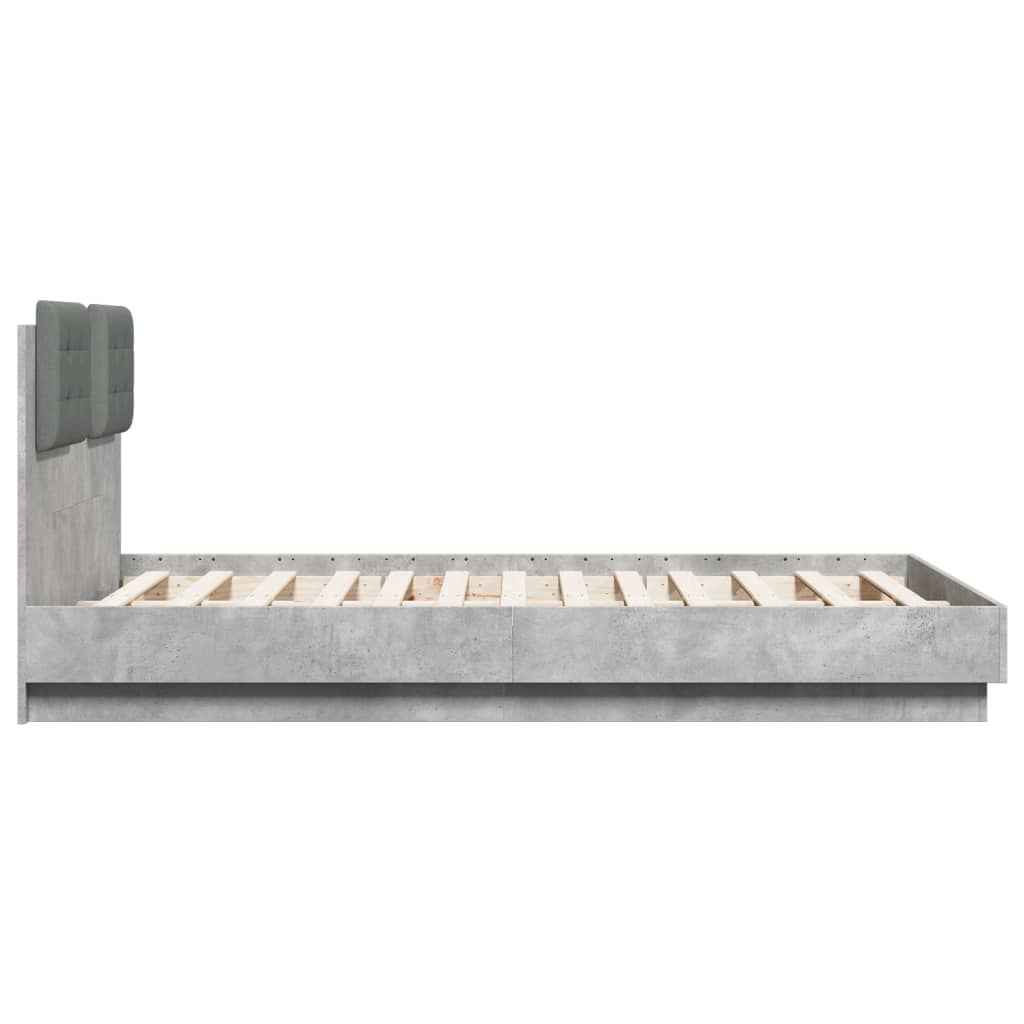 Sengeramme med hodegavl betonggrå 135x190 cm konstruert tre