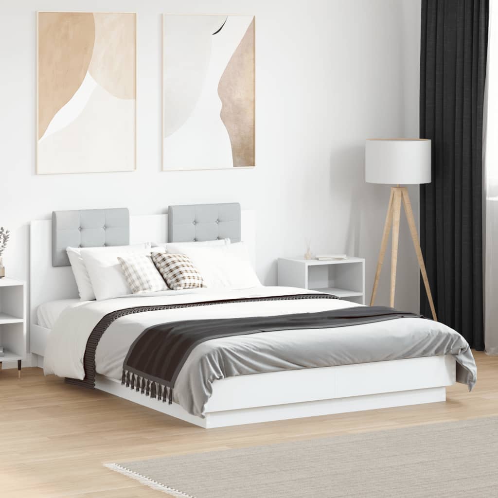 Sengeramme med hodegavl hvit 120x190 cm konstruert tre