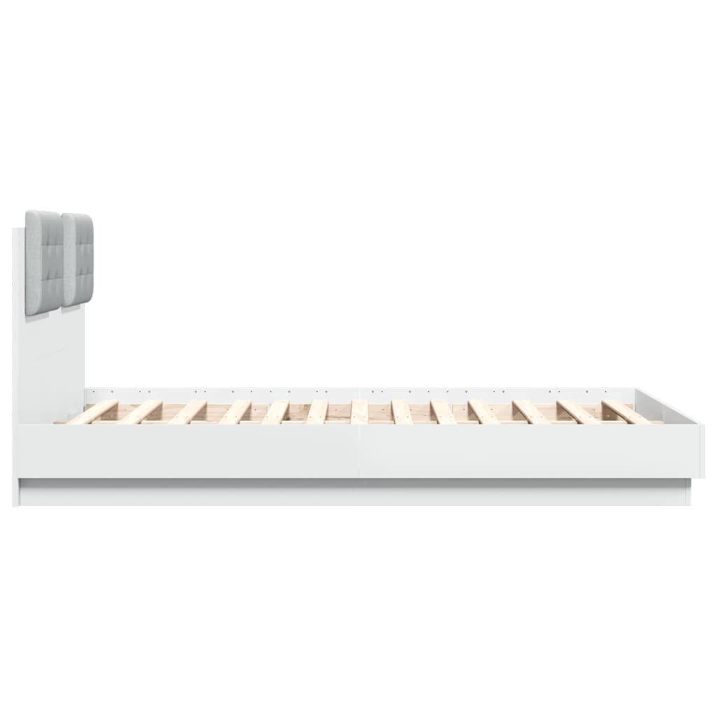 Sengeramme med hodegavl hvit 120x190 cm konstruert tre