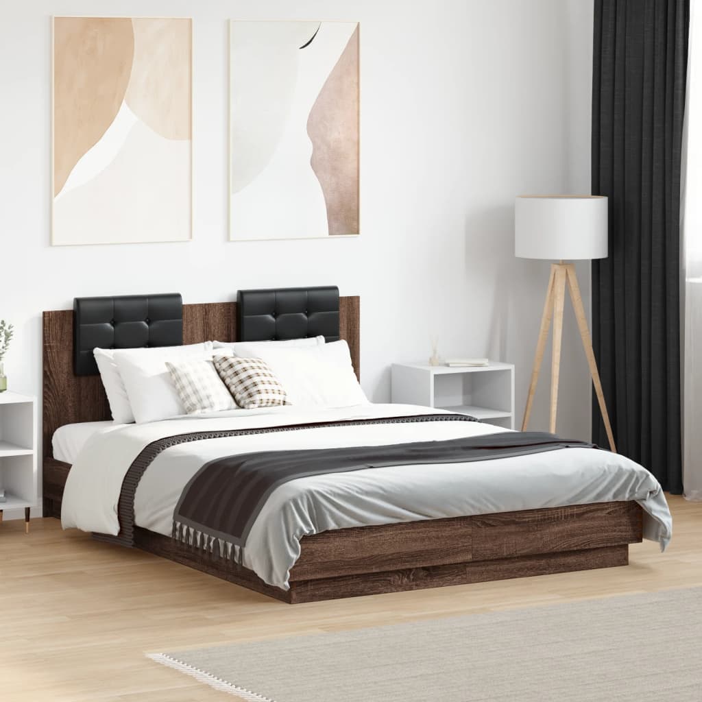 Sengeramme med hodegavl brun eik 120x190 cm konstruert tre
