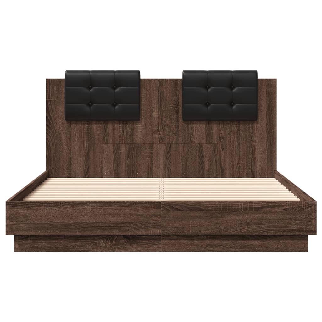Sengeramme med hodegavl brun eik 120x190 cm konstruert tre