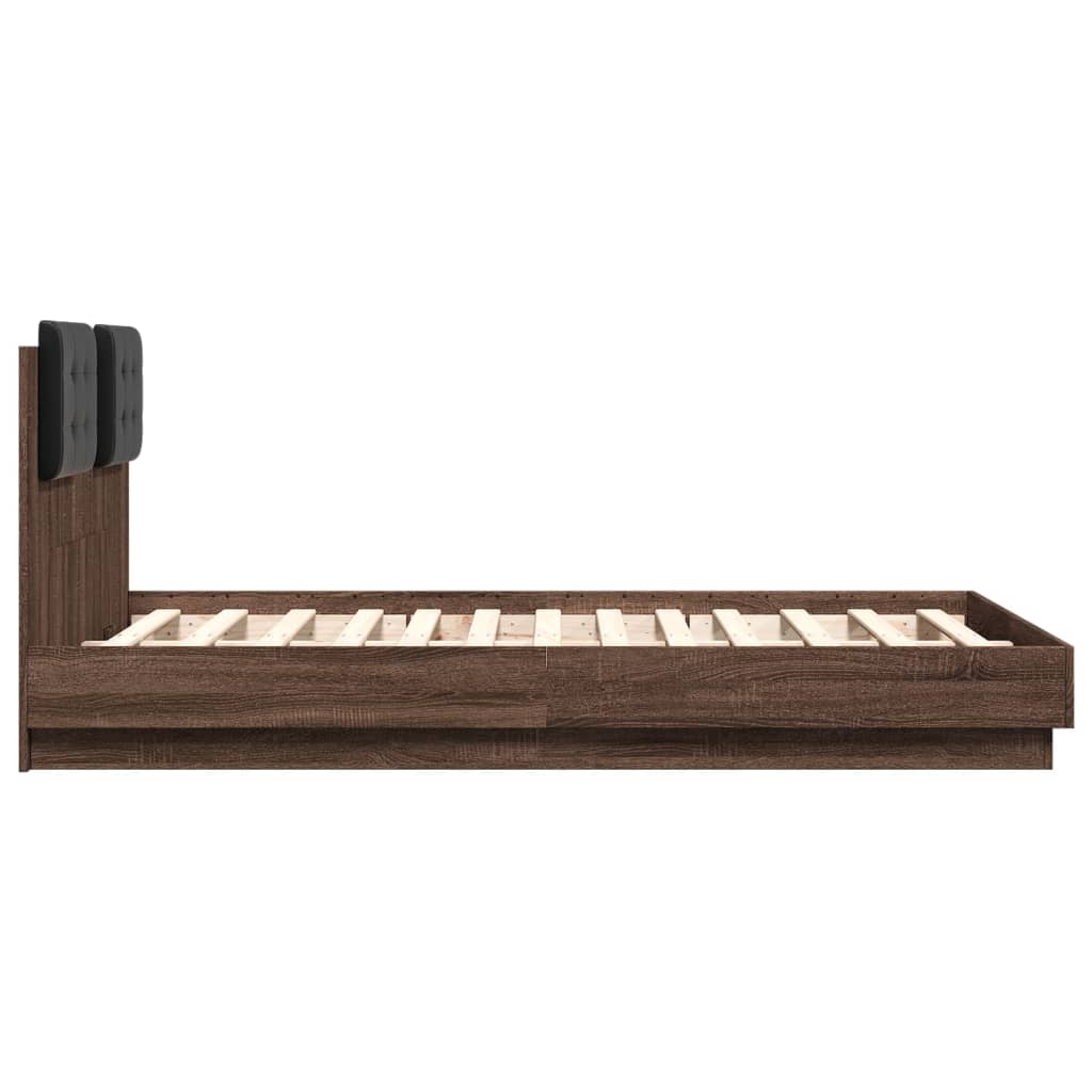 Sengeramme med hodegavl brun eik 120x190 cm konstruert tre